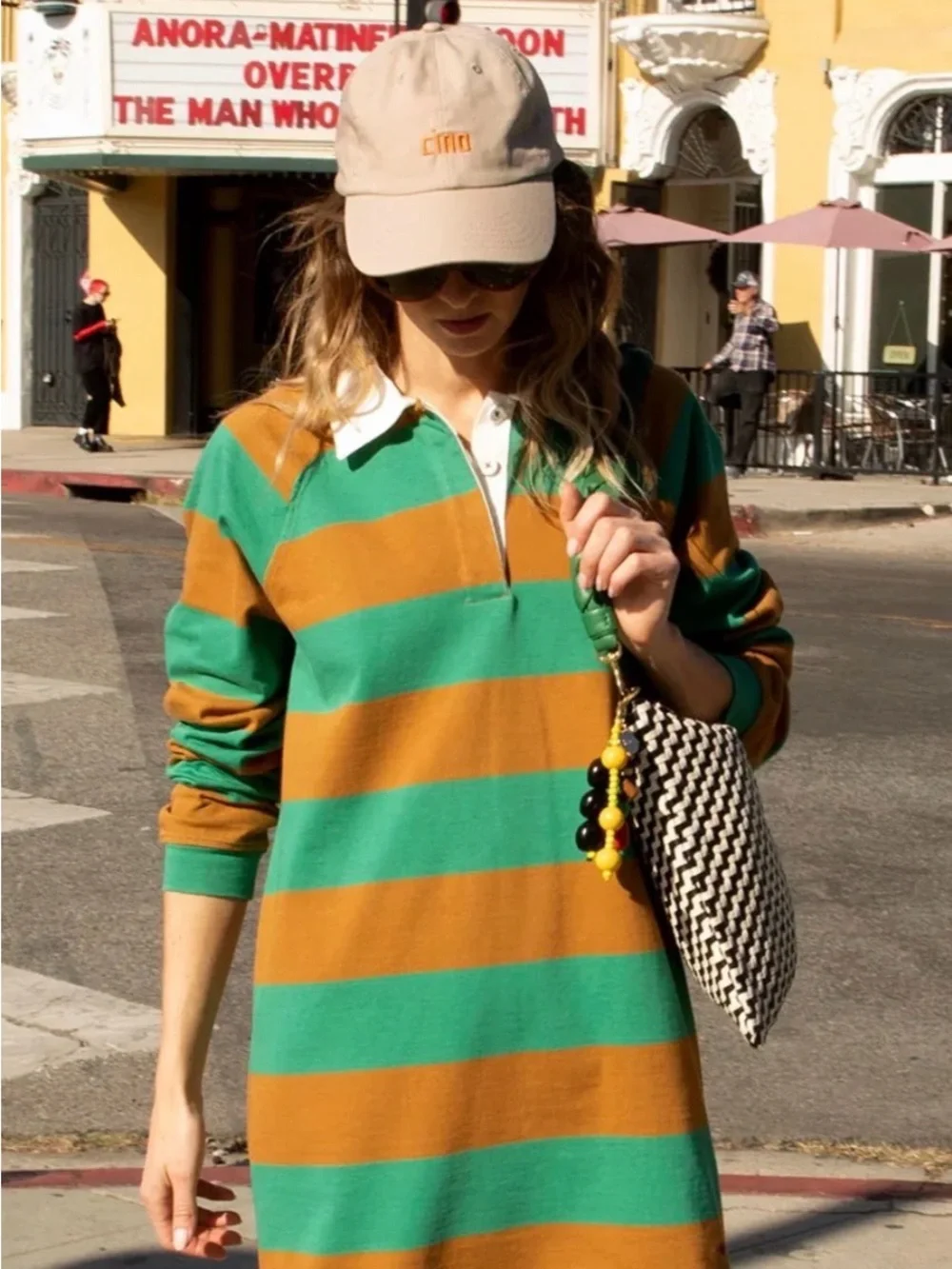 Clare V Tan Baseball Cap with Orange CIAO Embroidery